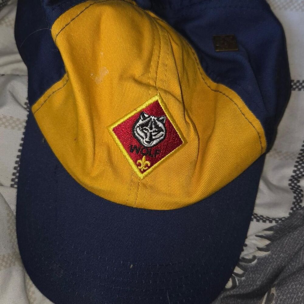 Official Cub Scouts Wolf Two Tone Snapback Hat Cap Blue Yellow m/l nostalgia